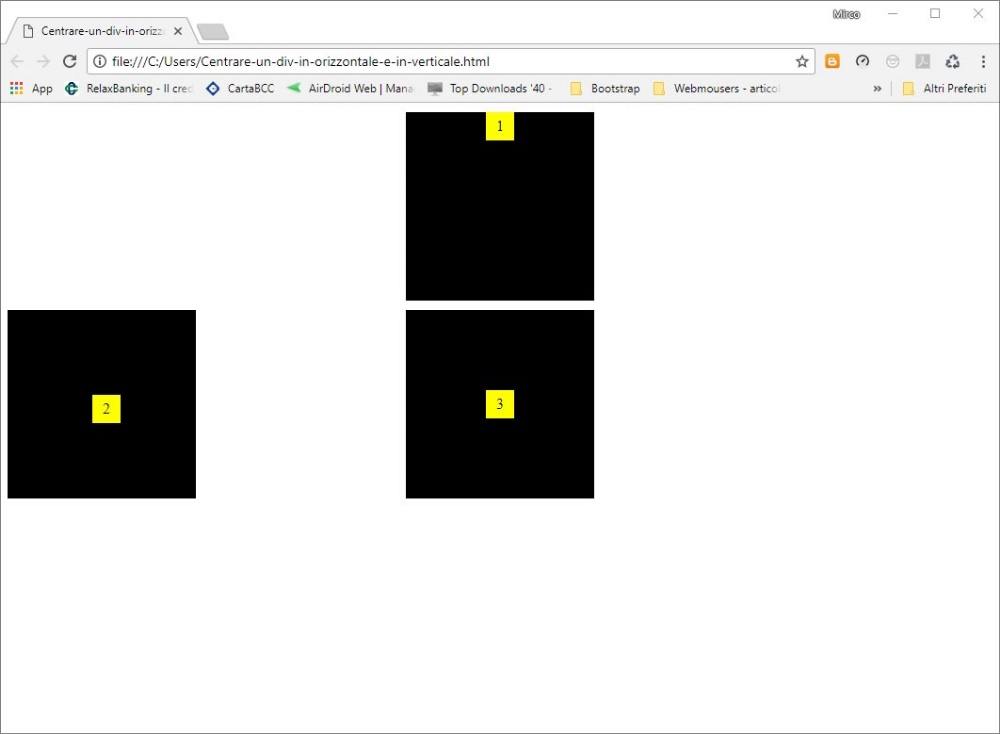 Centrare un DIV dentro un altro DIV n una pagina HTML o all’interno di una pagina reattiva bootstrap